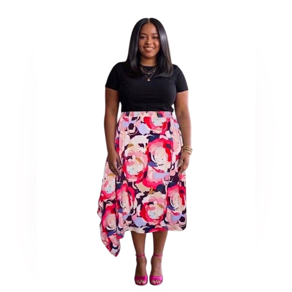 Floral Midi Skirt in Pink Multi - Women